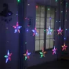 220V LED Star Curtain Lights Christmas String Light Ghirlanda esterna Lampada fata per la festa di nozze Bar Year Decor 201203