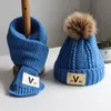 Sciarpa cappello autunno inverno per bambini set di due ragazzi carini e ragazze con spessi cappelli soffici Bambino carino berretto maglione di lana a maglia Y201024