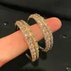 Diseñador de lujo Pendientes de mujer Pendientes de círculo grande Stud 925 Aguja de plata Anillo de oreja Zirconia Diamante Pendiente de dama Elegante Moda Chica Letra C Forma Pendiente