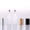 Garrafas de óleo essencial de vidro fosco 5ml portátil roller de aço cosmético rolll-on frasco frascos de perfume frascos de perfume roll-on garrafa EEE2194