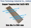 (5PCS PACK) Dia. 5x200Lmm Copper Tungsten Rod CuW75 (Copper 25%+Tungsten 75%), edm Tungsten Copper Alloy Electrode Bar for Spark Erosion