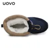 Kids Warm Snow Boots UOVO Arrival Elastic Band Children Water Repellent Winter Boots Little Boys And Girls Boots Eur #25-33 LJ201202