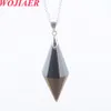 Wojiaer exclusivo simetria de colar de pingente de cura natural Cristal de cristal multi -facetado Pirâmide Reiki Chakra Amulet Jóias BO916