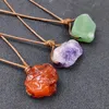 2022 new Irregular Natural Crystal Stone Rope Chain Energy Pendant Necklaces For Women Men Fashion Party Club Decor Jewelry