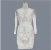 Sexy Club Dress Womens Mini Bodycon Dress Party Bandage Dresses Long Sleeves Bodysuit Lace patchwork see through Dress