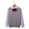 100% coton grande taille gilet femme hiver école filles gilets col en v tricoté femme printemps manteau tricot gilet pour femmes pull 201214