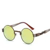 Nieuwe ronde steampunk zonnebril vrouwen populaire metalen lente zonnebril voor mannen grote spiegel lens oculos