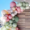 129pcs rosa mix avokado grön färg latex ballonger krans kit ballong båge bröllop dekorationer baby shower hem decors globos 211216