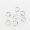 Adjustable size Ring Round Base Blank Open Rings Band Rings Metal Material 200pcs/lot Dull silver Plated Fit Jewelry DIY for Party gift and children practicing