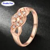 Anillos de racimo DWR334 Forma de onda Rosa de color oro anillo de dedo de la boda para las mujeres Marca de moda Joyería de cristal de cristal austriaco
