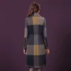 Kvinnor Plaid Coat V Neck A Shape Pattern Woolen Cloak för vinterhöstens knälängd Slim Vackra outwear Plus Size 201215