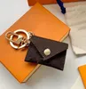 2021 Letter With Flower Wallet Keychain Keyring Fashion Purse Pendant Car Chain Charm Brown Flower Mini Bag Trinket Gifts Accessor2270