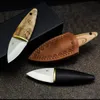 Mini cuchillo para aceitunas, cuchillo recto de hoja fija, hoja D2, mango de madera, cuchillo EDC de bolsillo para exteriores, cuchillos de caza y pesca con funda