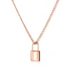 Fashion popular stylish designer titanium stainless steel simple lock pendant necklace for women girls gold silver rust proof