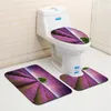 3pcs Purple Ball Flower Banyo ванная комната туалет U Bath Set Non Slip Pad Tapis Salle de Bain Alfombra Bano 200925