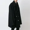 Manteau Mauni pour homme manteau oversize super ample mi-long double boutonnage grand revers noir LJ201110