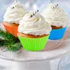 Formy ciastek Cupcake Wielokrotnego użytku Silikonowe Multi-Color Pieczenia Pieczenia Pucharu używane do ciast Muffins Puddings