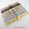 Watch Bands 20mm Width 904L Oyster Stainless Steel Bracelet Black PVD Gold Plated Deployment Buckle Wristwatch Parts