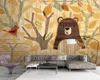 3d djur tapet nordisk trä planka trä korn björn skog modern minimalistisk tv bakgrunds väggmålning 3d tapeter
