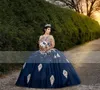 2021 Dark Navy Ball Gown Quinceanera Dresses Gold Lace Appliques Off Shoulder Vintage Princess Prom Gowns Sweet 16 Dress vestido de 15 anos