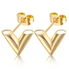 Hip Hop V Pattern Stud Earrings for Women Men Exquisite Stereoscopic Vintage Stainless Steel Letter Earring Piercing Punk Jewelry Christmas