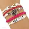 Dance Dancer Music Note Treble Clef Golf Ballet Hart Infinity Love Charm Armbanden Paars Roze Vrouwen Mannen Sieraden Gift Custom1