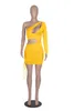 Groothandel items mini y2k jurken voor vrouwen mode solide één schouderfeest club dragen sexy bodycon uitgeholde kleding K8647