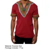 Mode Hommes Dashiki T-shirt Col V Imprimer Tops Africain Ethnique À Manches Courtes Marque T-shirts Hommes Vêtements Africains 2021 S-5XL Y220214