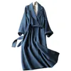 W 100% wełniany płaszcz dla kobiet-wiosennej kurtki Dwustroźliwa kaszmirowa płaszcz alpaki damski długi wełniany płaszcz 201215