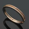 Europe America Fashion Style Lady Women Titanium steel Engraved B Letter Double Row Diamond Gear Bangle Bracelet 3 Color9324249