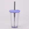 16oz Réutilisable Boba Cup Double paroi épaisse en plastique Tumbler Conception anti-fuite Bubble Tea Mug avec paille par mer BWE12666
