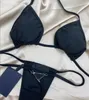 Lyxig bikinidesigner för kvinnor Sexiga Beach Bikinis baddräkt Modebrevtryckt Lace Up Summer Split Baddräktsbikini för kvinnor