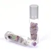 Natural Crystal Crafts Stones Essential Oil Gemstone Roller Ball Bottles Transparent Frost Glass 10ml roll on perfume bottle9727746