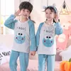 Flanell Kids Pyjamas Autumn Winter Girl Boy Sleepwear Set Baby Clothes Animal Coral Fleece Children's Pyjamas LJ201216