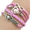 Infinity mode menottes en cuir amour coeur perle une flèche charme rose amitié Antique tressé Bracelet Bracelet