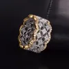 Obrączka biżuteria Pave 256 sztuk symulowane diamentowe pierścienie CZ biały szafir 925 srebro złoto dla kobiet prezent rozmiar 5-11 Y200321