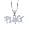 Glacé deux couleurs Plug lettre pendentif pavé de haute qualité cubique Zircon Hip Hop collier chaîne Men039s Boy Rock bijoux en gros4619938