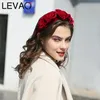 Levao المخملية زهرة عقال أنيقة الجلود الاصطناعية hairbands الحافة العمامة النساء الفتيات اكسسوارات للشعر الشعر هوب أغطية الرأس LJ200903