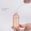 핑크 유리 병 장미 골드 뚜껑 에센셜 오일 dropper 병 5 ml 10ml 30 ml 50ml 재충전 병 여행 화장품 컨테이너