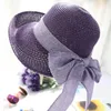 Chapeaux à large bord femmes bord de mer Style coréen Protection solaire pliant plat plage arc cadeau tête porter élégant chapeau de paille été Brim1