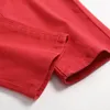 Jeans para hombres Moda para hombre Diseñado recto Slim Fit Pantalones de mezclilla Pantalones flacos ocasionales Rojo Amarillo Streetwear261Y