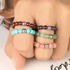 Natural Stone Beads Rings Elastic 4mm Crystal Round Strand Finger Ring Handmade Creative Band Ring Women Men Party Jewelry 1pc