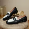 Klänningskor Anländer Äkta Läder Skodon Kvinnor Mellanklat Blandade färger Kvadrat Toe Spring Casual Ladies Loafers Pumps