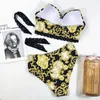 Дизайнерский женский купальник Vintage Retro Bikini Set Push Up Купальники с высокой талией Печатные купальные костюмы Летняя пляжная одежда Купальный костюм 16LU