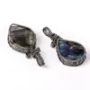 Natural Glitter Stone Labradorite Fashion Necklace Pendant Wire Wrapping Prototyp Stone DIY JEYCHES OCH Women's C2834