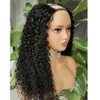 U Part Wig Kinky Curly Wig For Black Women Full Machine Made 2x4 Upart Human Hair Wigs Peruvian Remy Hairs Natural 1B 250% Density