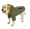 الجيش الأخضر الشتاء الدافئ كبير كلب كبير الملابس هوديي الصوف الذهبي المسترد الكلب القطن مبطن سترة معطف ملابس للكلب