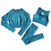 Dikişsiz Yoga Set Kadın Spor Takım Elbise Uzun Kollu Mahsul Üst Yüksek Bel Tozluk Spor Salonu Seti Fitness Egzersiz Giysileri Kadın Sporları1