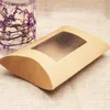窓のブラックブラウンホワイトピローの形紙のギフト箱とクラフトピローボックスキャンディースナック石鹸のための紙のギフト包装箱