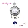 BRISTLEGRASS Turc Bleu Evil Eye Quartz Horloge Murale Fleur Pendentifs Suspendus Amulettes Lucky Charms Bénédiction Protection Home Decor 201118